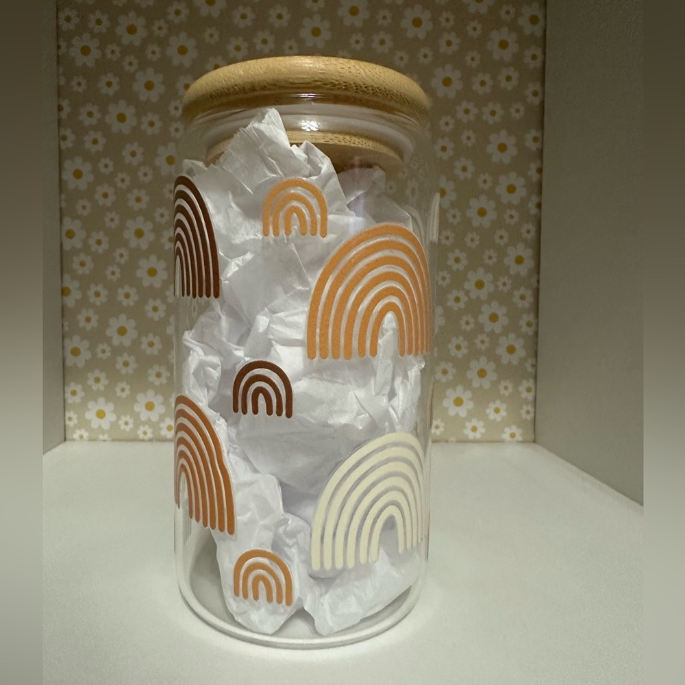 Rainbow Pattern Glass Tumbler